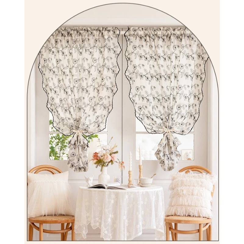 French Retro Lace Gauze Curtai - Home Fragrance In French 评论和价格